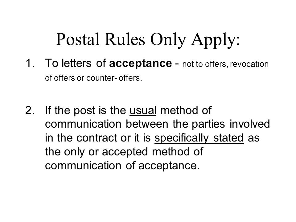 Today’s Postal Rule Application